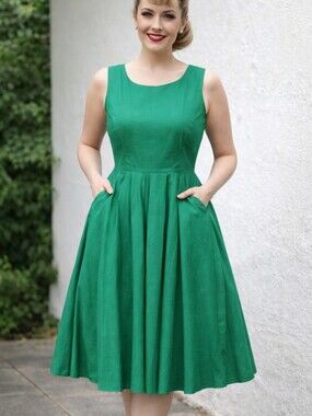 Vintage Vianla 50s style Rockabilly Swing Dress. Green 💚. Size XXL. EUC
